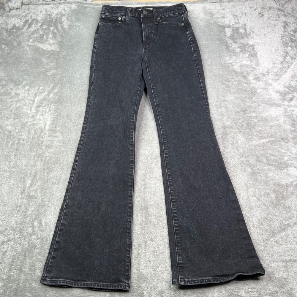 Madewell The Perfect Vintage Flare Jeans Womens 24 Black Stretch High Rise Denim